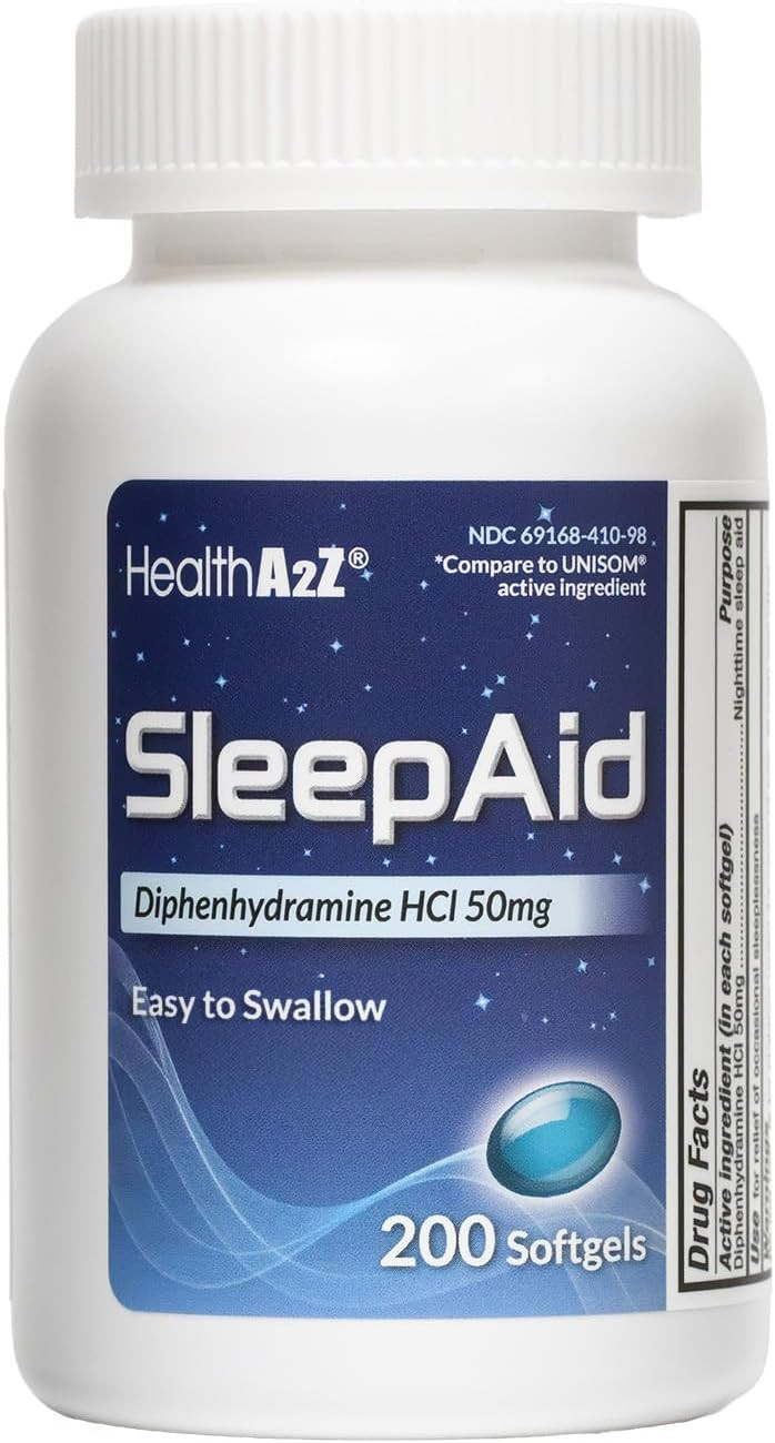 HealthA2Z® Sleep Aid | Diphenhydramine 50mg | 200 Softgels