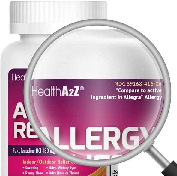 HealthA2Z Allergy Relief, 120 Count Coated Caplets