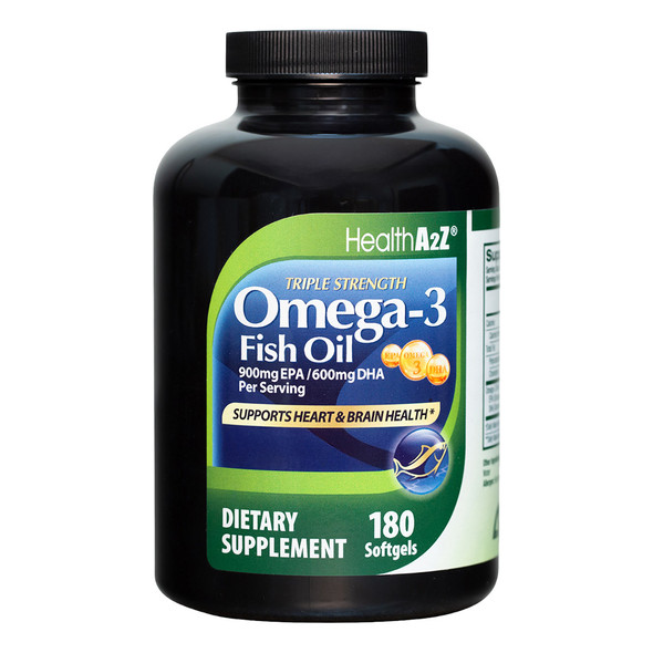 HealthA2Z® Fish Oil | 900 mg EPA / 600 mg DHA | 180 Softgels | Triple Strength Omega-3 | Supports Heart & Brain Health | Helps Support Optimal Wellness