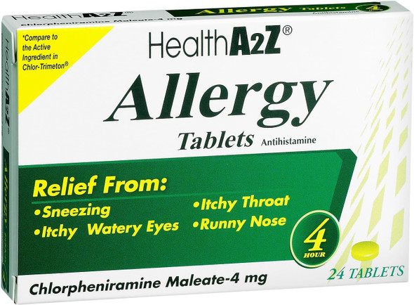 HealthA2Z® Allergy Relief | Chlorpheniramine Maleate 4mg | 24 Packs of 24 Caplets (576 Total) | Value Pack | Antihistamine for Sneezing, Runny Nose & Itchy Eyes