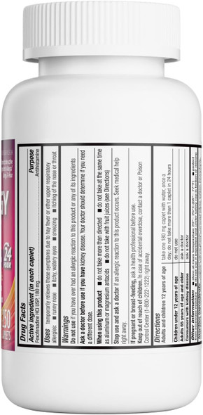 HealthA2Z® Allergy Relief, Fexofenadine Hydrochloride 180mg, 24-Hour Antihistamine, Indoor & Outdoor Allergy Relief, 250 Counts