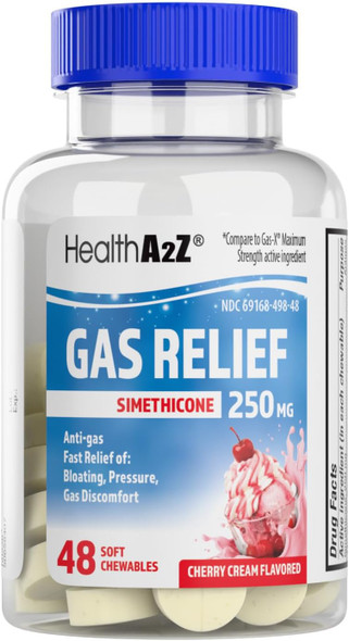 HealthA2Z® Gas Relief Simethicone 250mg, Cherry Cream, 48 Soft Chewables