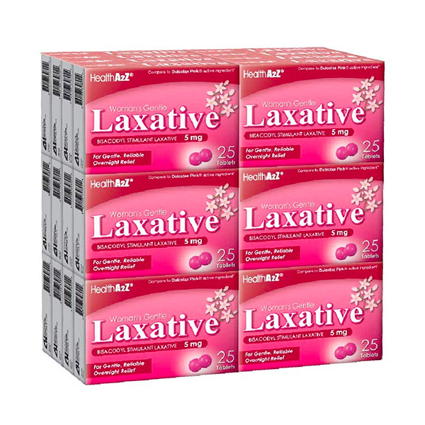 HealthA2Z Woman's Gentle Laxative, Bisacodyl Stimulant Laxative 5mg, 24*25 Tablets (600 Tablets Total)