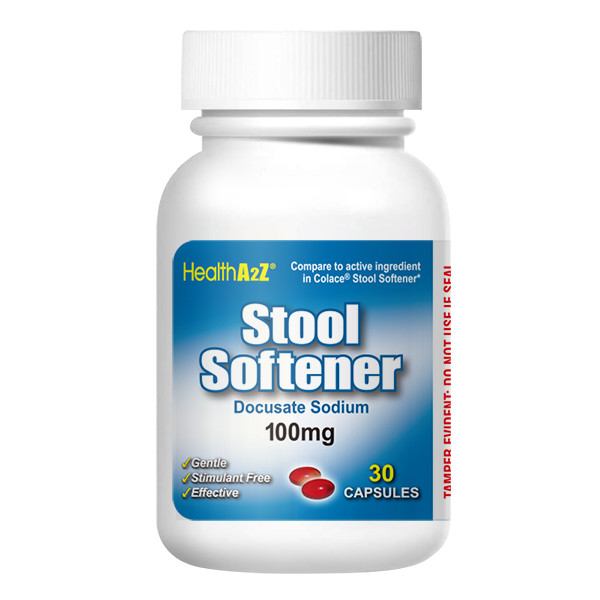 HealthA2Z Stool Softener, Docusate Sodium 100mg,  30 Capsules (1 Pack, 3 Packs & 6 Packs)