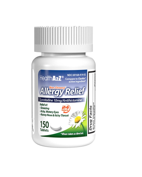 HealthA2Z® Allergy Relief | Loratadine 10mg | 150 Counts |  Non-Drowsy | 24-Hours Allergy Medicine
