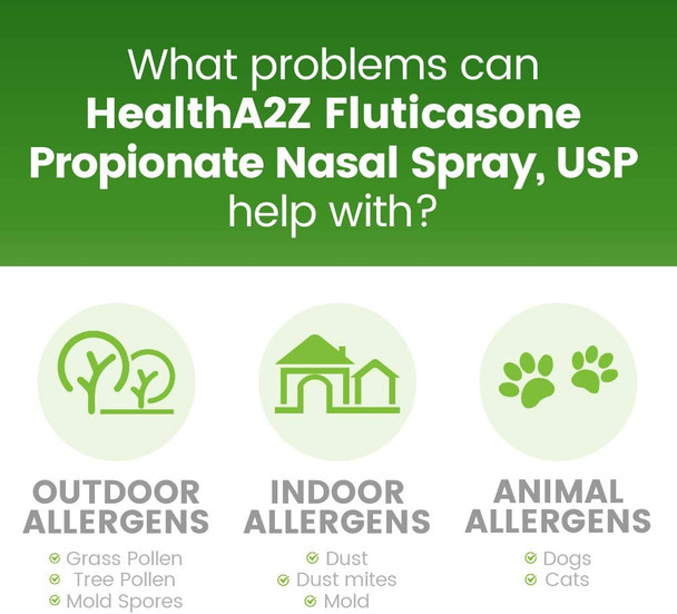 HealthA2Z Fluticasone Propionate Nasal Spray, 24 Hour Allergy Relief