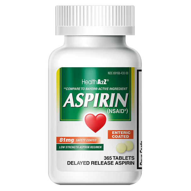Aspirin 81mg Low Strength, Enteric Coated, 300 Tablets – HealthA2Z