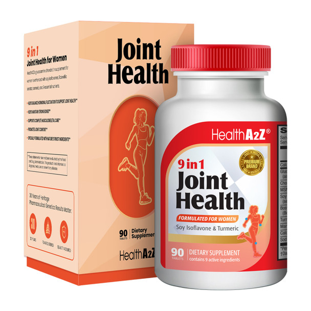 HealthA2Z® 9 in 1 Joint Health for Women | 90 Tablets, 30-Day Supply | Glucosamine, Chondroitin, MSM, Soy Isoflavones & Turmeric |