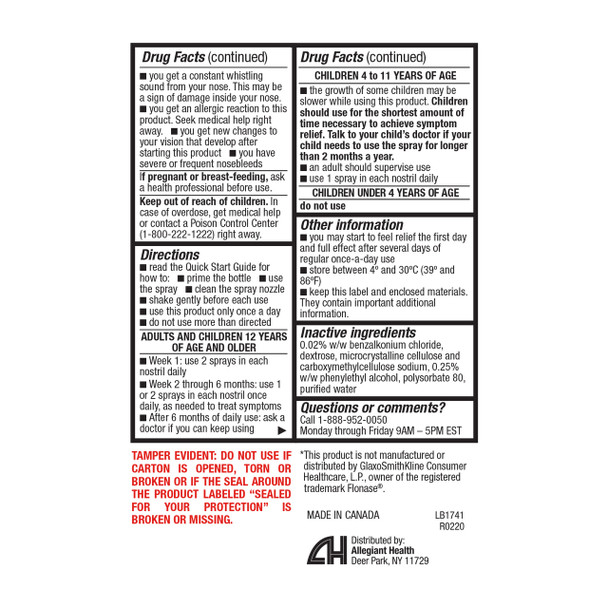 HealthA2Z® Fluticasone Propionate Nasal Spray | 50 mcg per Spray | 24 Hour Allergy Relief | 144 Sprays | 0.62 fl oz. (18.2mL) (0.62 fl oz. (Pack of 2))