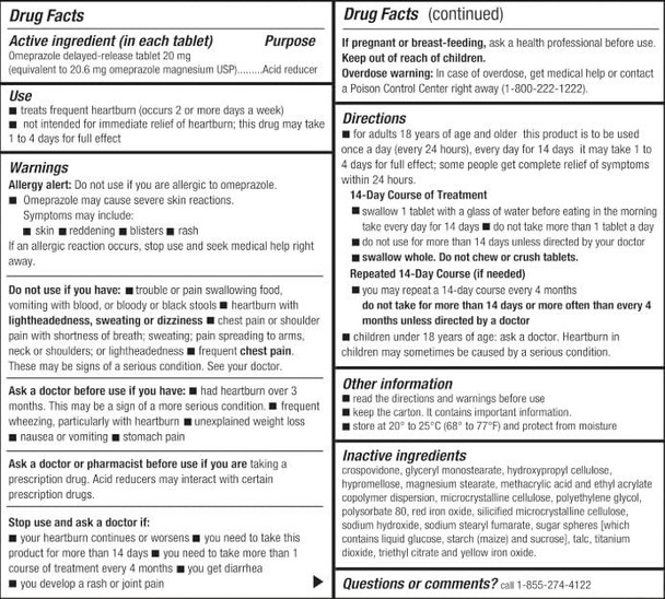 HealthA2Z® Acid Reducer | Omeprazole 20mg | 42 Tablets | Delayed - Release Tablets | 24 Hours | Treats Frequent Heartburn | Occuring 2 or More Days A Week
