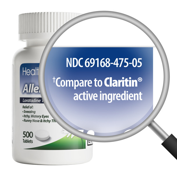 HealthA2Z® Allergy Relief | Loratadine 10mg | Antihistamine | 500 Tablets | Relief from Itchy Throat, Sneezing, Runny Noses | 24-Hours Allergy Medicine