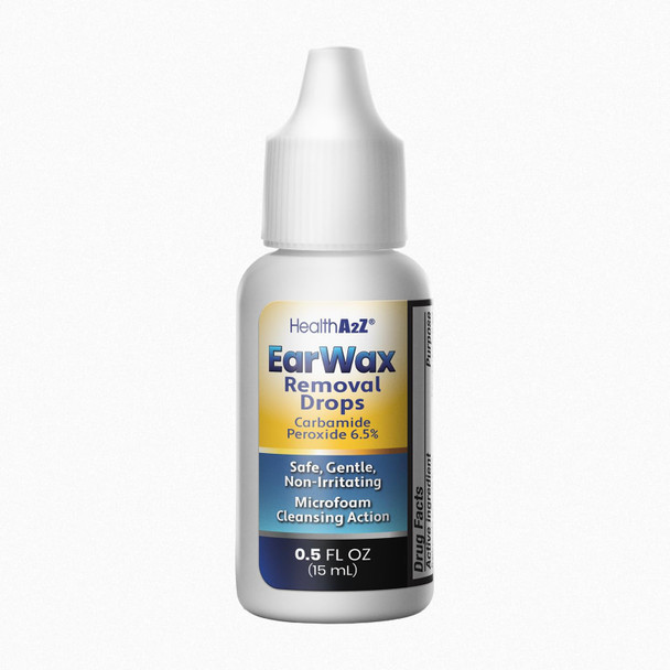 HealthA2Z® Ear Wax Removal Kit, Carbamide Peroxide 6.5%, Microfoam Cleansing Action, Alcohol Free, Includes Rubber Bulb & Dropper, 0.5 fl oz (15mL)