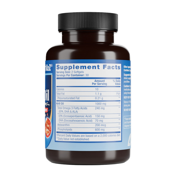 HealthA2Z® Antarctic Krill Oil | 1000 mg Per Serving | 60 Softgels | With Omega-3 & Astaxanthin | Supports Heart Health | Greater Absorption