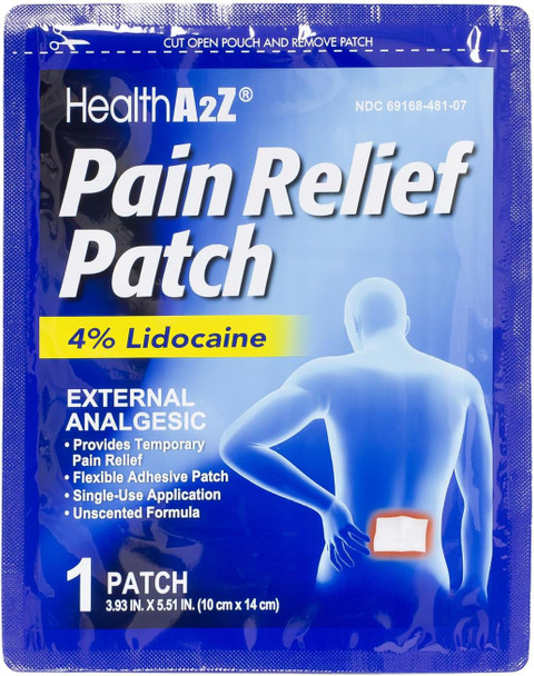 HealthA2Z® Pain Relief Patch, Lidocaine 4%, Topical Anesthetic, Flexible Adhesive Patch, Unscented, Single Use, 30 Patches