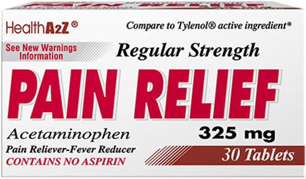 HealthA2Z® Regular Strength Pain Relief | Acetaminophen 325mg | Pain Reliever & Fever Reducer | 24 Packs of 30 Tablets Each (720 Tablets Total) | Value Pack | Contains No Aspirin