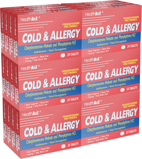 HealthA2Z® Cold & Allergy | Chlorpheniramine Maleate & Phenylephrine HCl | 24 Tablets (Pack of 24) | 576 Total Tablets | Value Pack