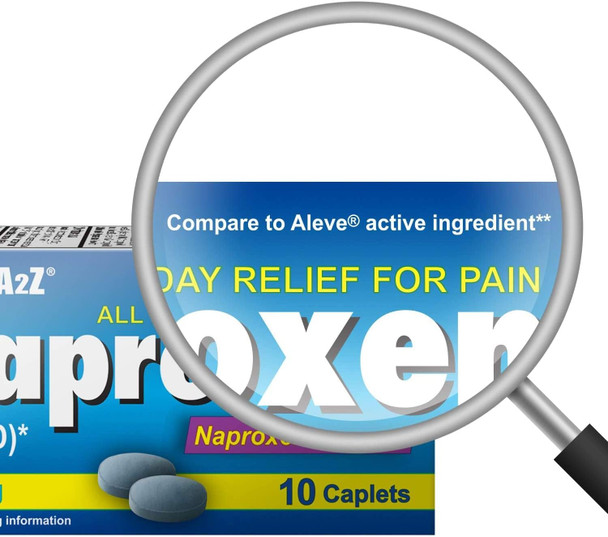 HealthA2Z Naproxen Sodium 220mg | 24 Pack of 10 Caplets Each | Value Package | 240 Caplets in Total | Pain Relief