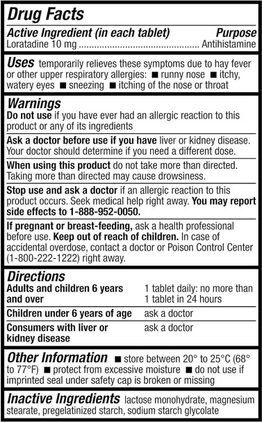 HealthA2Z® Allergy Relief | Loratadine 10mg | Antihistamine | 24-Hour Allergy Medicine | 5 Tablets (Pack of 24) | 120 Tablets Total | Value Pack