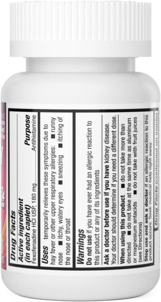 HealthA2Z Fexofenadine Hydrochloride 180mg, Antihistamine for Allergy Relief, 24-Hour Antihistamine for Allergy Relief (90 Counts)