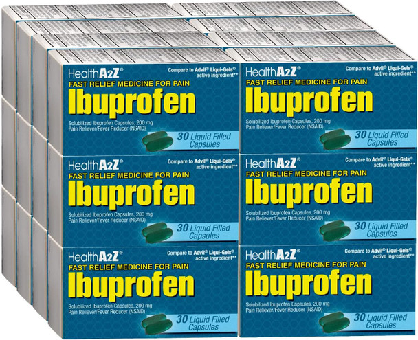 HealthA2Z® Ibuprofen Softgel 200mg | 24 Packs of 30 Softgels Each (720 Softgels Total) | Value Pack | NSAID Pain Reliever & Fever Reducer