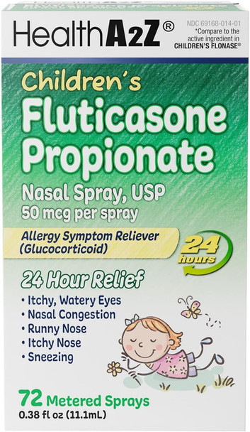 HealthA2Z® Children's Fluticasone 50mcg Nasal Spray, 24-Hr Allergy, 72 Spray