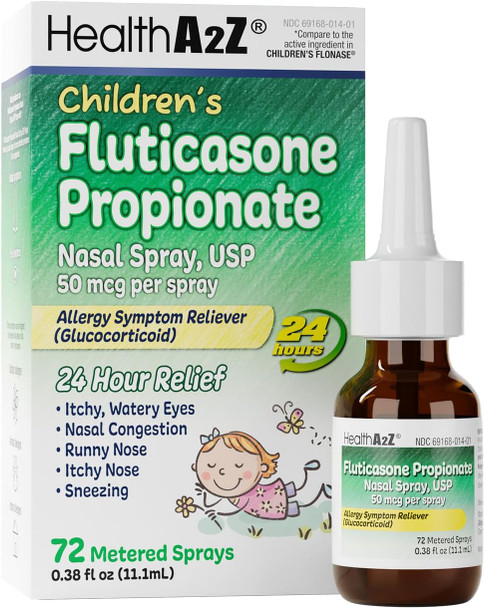 HealthA2Z® Children's Fluticasone 50mcg Nasal Spray, 24-Hr Allergy, 72 Spray