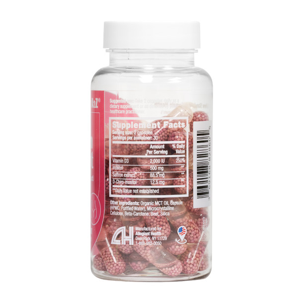HealthA2Z® Ovarian Support, Saffron 88.5mg, Inositol, Vitamin D3, 60 Caps