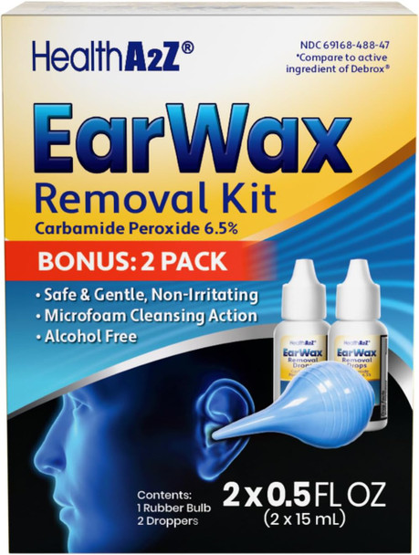 HealthA2Z® Ear Wax Removal Kit Carbamide Peroxide 6.5%, 2 Pack, 0.5 fl oz