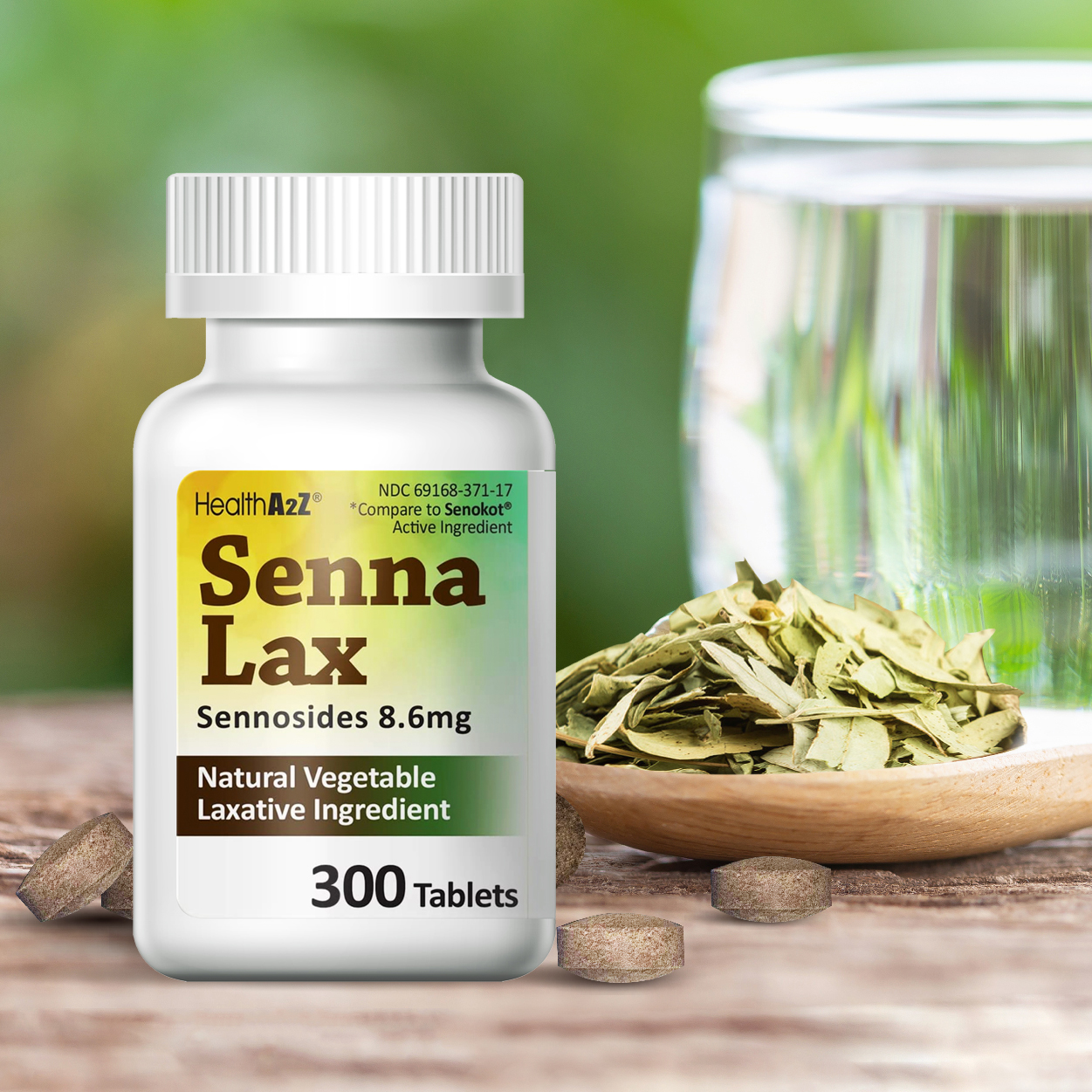 HealthA2Z® Senna Laxative 300 Count Sennosides 8.6mg Natural