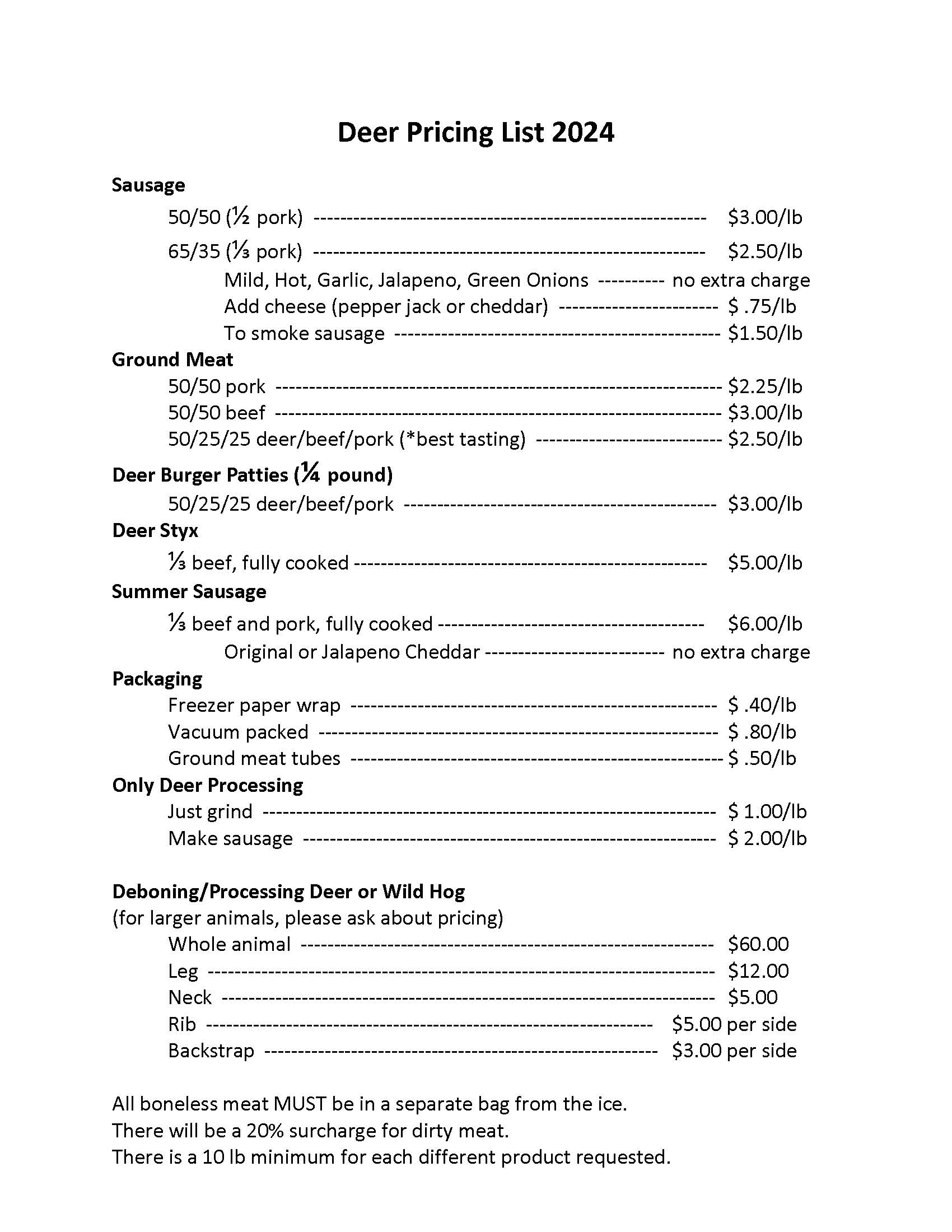 2 LB. Game Processing Meat Bags