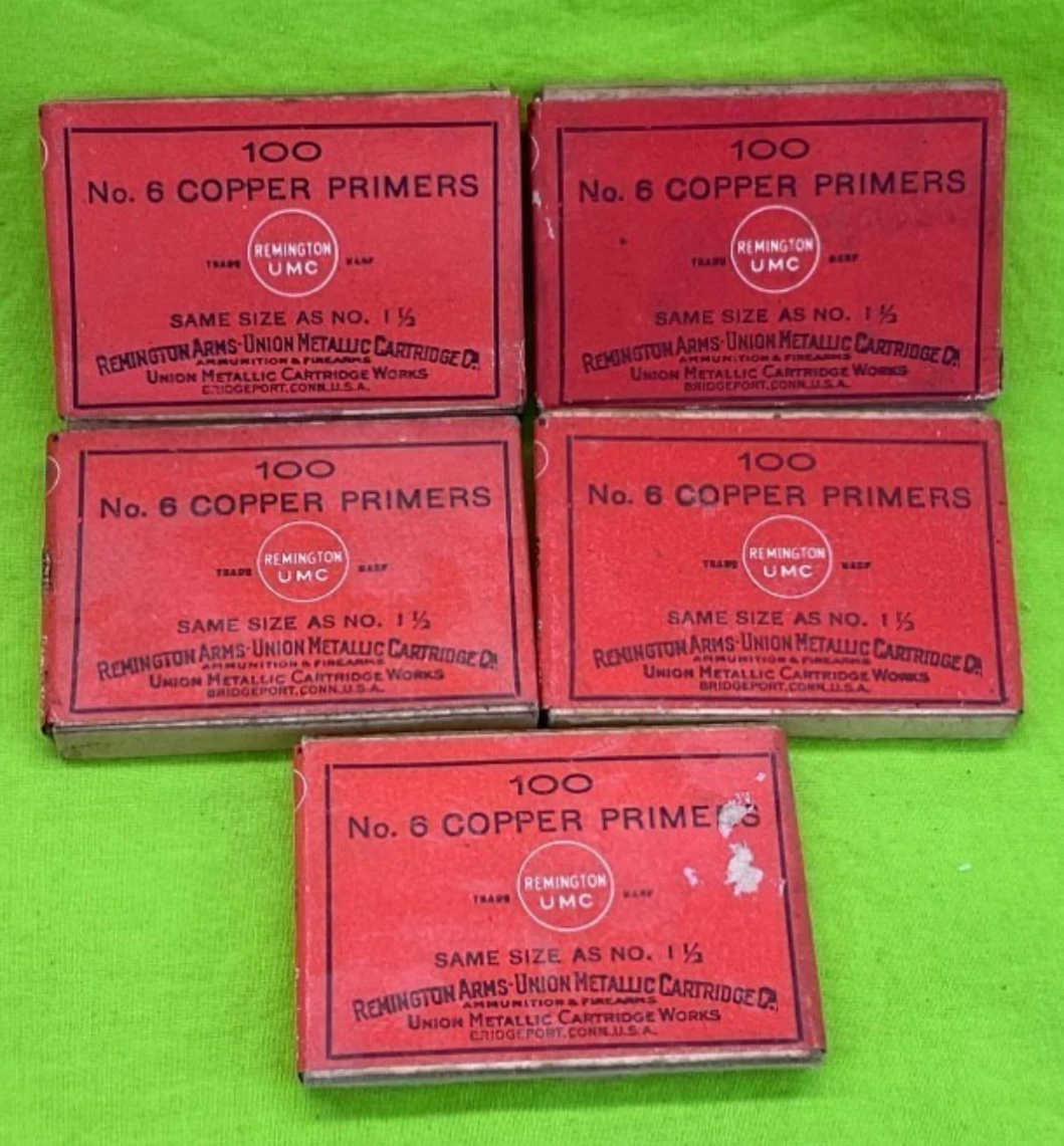 Vintage Remington UMC Union Metallic Cartridge No 6 Copper Primer LOT 1 1/2