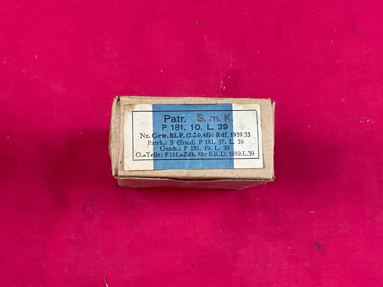 German P181 8MM Mauser WW2 1939 Date 15 Round Box 8x57 WWII K98 7.92 FMJ