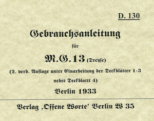 German MG-13 Operators Manual - English Translation German MG-13 Operators Manual - English Translation