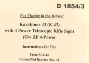 German WWII G43 & K43 Buttstock Manual - English Translation German WWII G43 & K43 Buttstock Manual - English Translation
