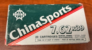 CHINASPORT NORINCO PRE-BAN 7.62X39 AK47 AMMO 20 ROUNDS SP SOFT POINT CHINASPORT NORINCO PRE-BAN 7.62X39 AK47 AMMO 20 ROUNDS SP SOFT POINT