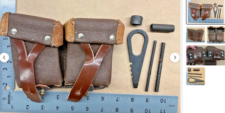 Vintage Combloc Mosin Nagant Leather Ammo Cleaning Tool Pouch Kit 7.62X54 WWII