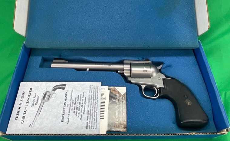 USED Freedom Arms Model 555 7 1/2” NON Ported 50 AE Revolver Stainless Box