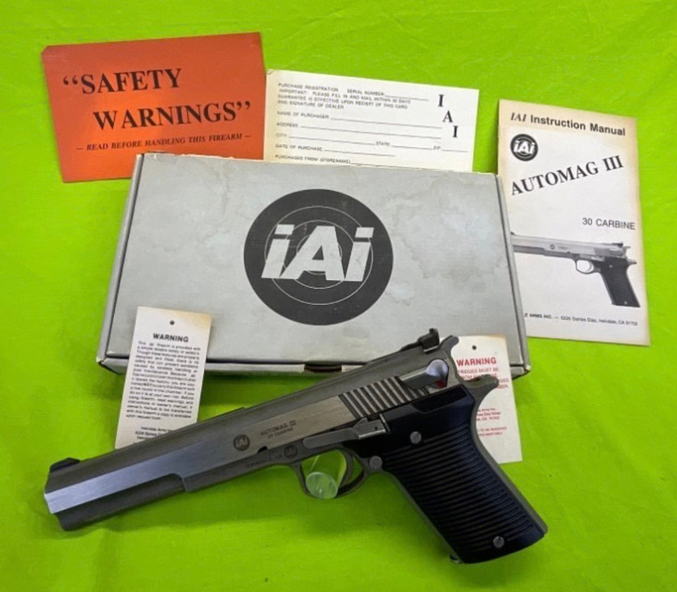 IAI AMT Irwindale Semi Auto Automag III 30 Carbine 6 3/8 Box Paper Auto Mag
