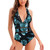 Haute Edition Women's V-Neck One Piece Monokini Swimsuit with Mesh Cutouts product image