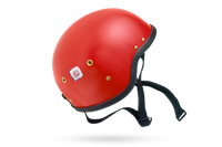 A Lost and Found Label placed on a red helmet.