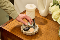 Image of Tile - Clay on keychain in a bowl