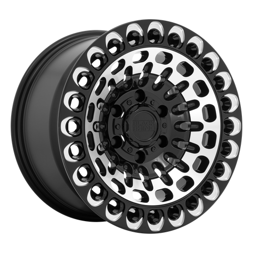 Black Rhino LABYRINTH 17x9.5 -18MM 5x127 GLOSS BLACK W/ MACHINED FACE & MILLING 1795LBY-85127B71