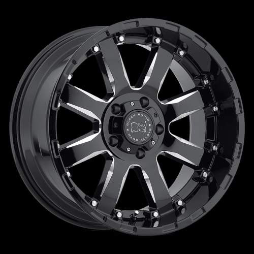 Black Rhino SIERRA 20x9 12MM 6x139.7 GLOSS BLACK W/ MILLED SPOKES 2090SRA126140B12