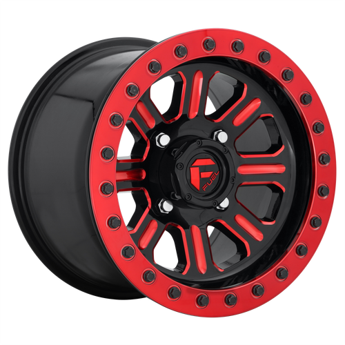 Fuel Utv HARDLINE,BEADLOCK 15x10 25MM 4x156 GLOSS BLACK RED TINTED CLEAR D9111500A564