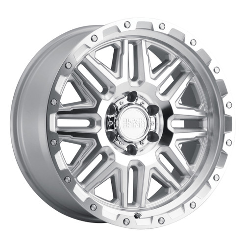 Black Rhino ALAMO 20x9 12MM 6x139.7 SILVER W/ MIRROR FACE & STAINLESS BOLTS 2090ALA126140S12