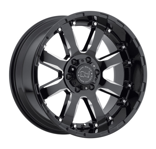 Black Rhino SIERRA 22x10 12MM 6x139.7 GLOSS BLACK W/ MILLED SPOKES 2210SRA126140B12