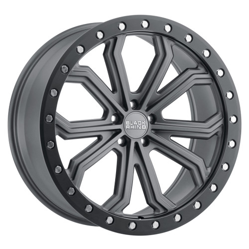 Black Rhino TRABUCO 20x10 30MM 5x127 MATTE GUNMETAL W/ BLACK RING & SILVER BOLTS 2010TBC305127G71