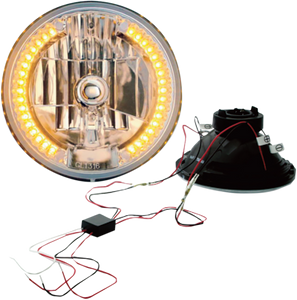 Headwinds - 7" Halogen Headlight with LED Turn Signals - Snake-Eye Headlamp w/ LED Turn Signals and Control Module - 8-9724LEDWTCMA
