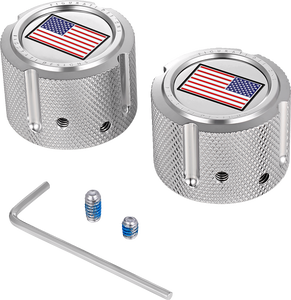 Figurati Designs - Front Axle Nut Cover - Stainless Steel - Red/White/Blue Flag - Reversed - Front Axle Nut Cover - FD20-FAC-SS Figurati Designs - Front Axle Nut Cover - Stainless Steel - Red/White/Blue Flag - Reversed - Front Axle Nut Cover - FD20-FAC-SS