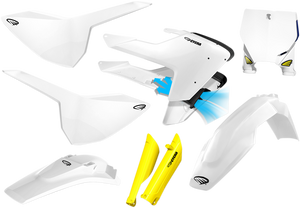 Cycra - Body Kit - Powerflow - OEM White/Yellow - Powerflow Complete Body Kit - 1CYC-9321-02 Cycra - Body Kit - Powerflow - OEM White/Yellow - Powerflow Complete Body Kit - 1CYC-9321-02